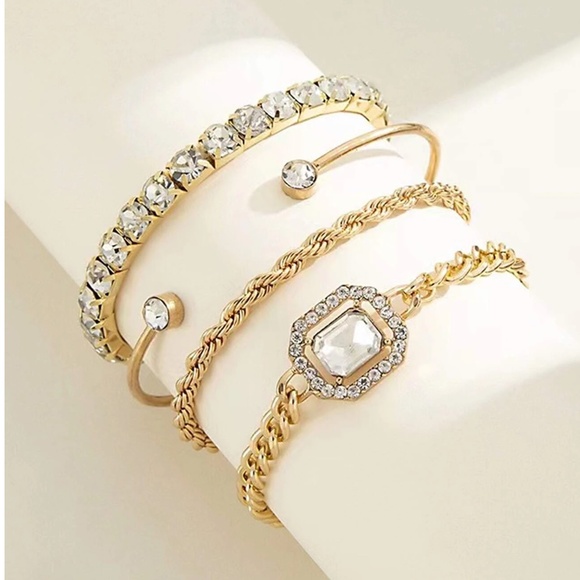 Luxe Statement Rhinestone rope Bracelet Set - Picture 3 of 5